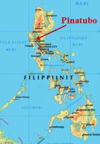 Kuva 29. Pinatubon sijainti Filippiinien saariryhmässä