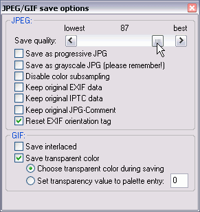 IrfanView JPEG settings